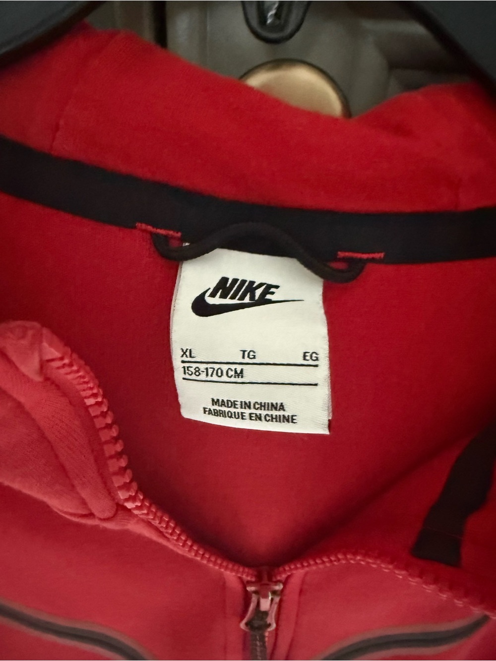 Nike Tech Red Hooded Full-Zip Jacket with Black Accents - Picture 2 of 2